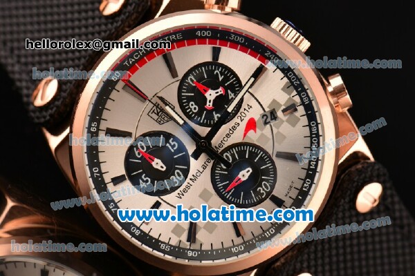 Tag Heuer Carrera West McLaren Mercedes 2014 Chrono Miyota OS20 Quartz Rose Gold Case with White Dial and Stick Markers - Click Image to Close